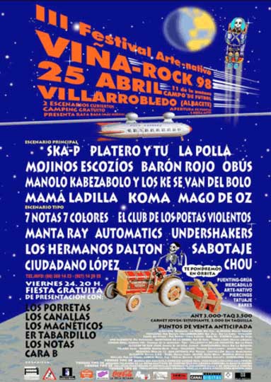 Cartel oficial Vi&ntilde;a Rock 1998
